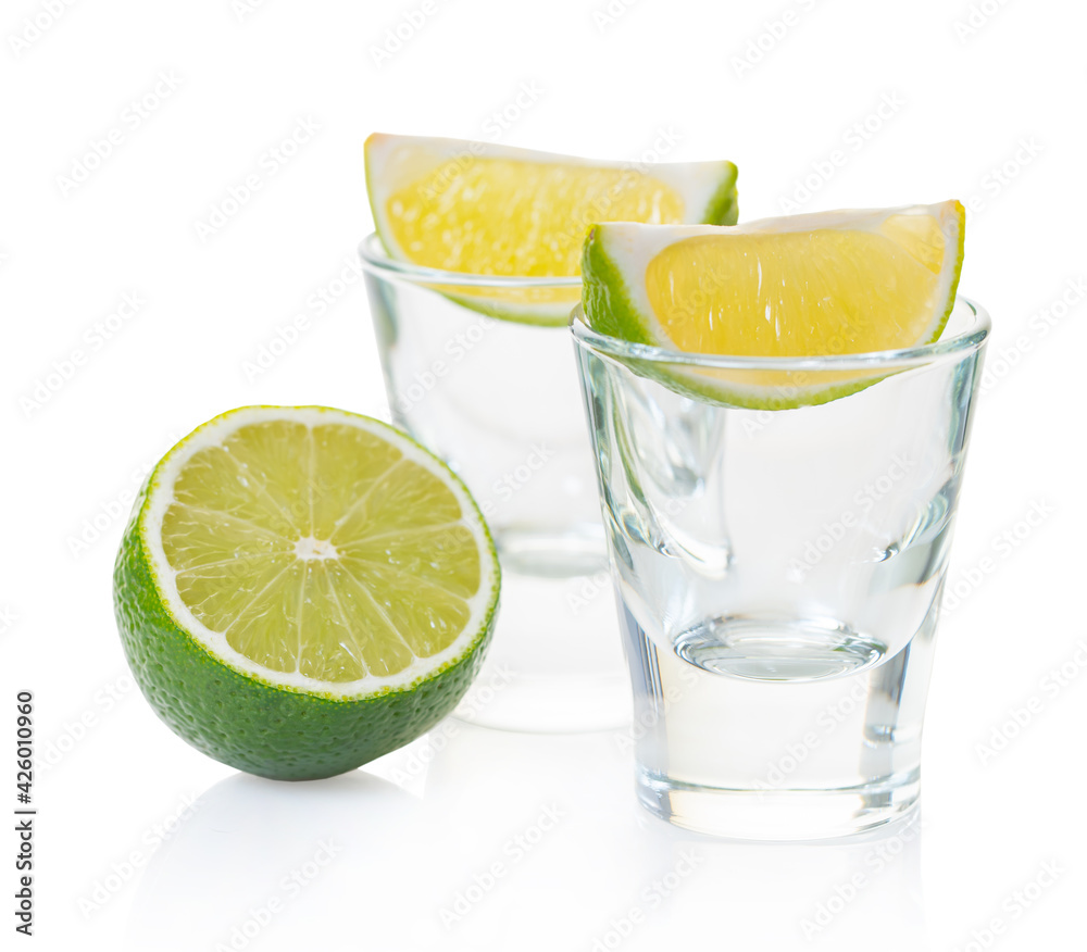 alcoholic drink in a glass with lime