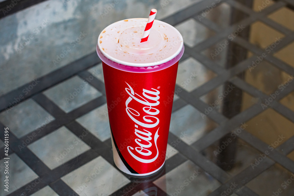 Paper cup with Coca Cola in Bucharest, Romania, 2021 Stock Photo ...
