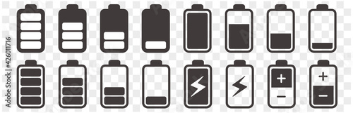 Signal and battery icons. Network signal strength and telephone charge level. 
