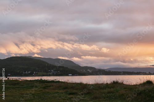 Scenic view of a beautiful and colorful sunset in Norway © matteofabbri