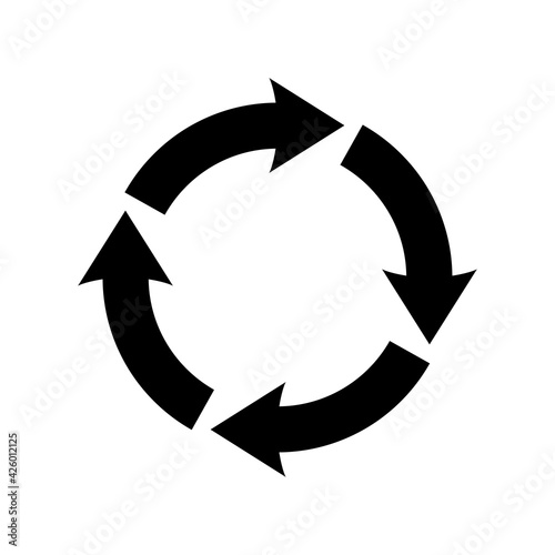 Circle of four arrows. Recycle, repeat, refresh icon vector illustration