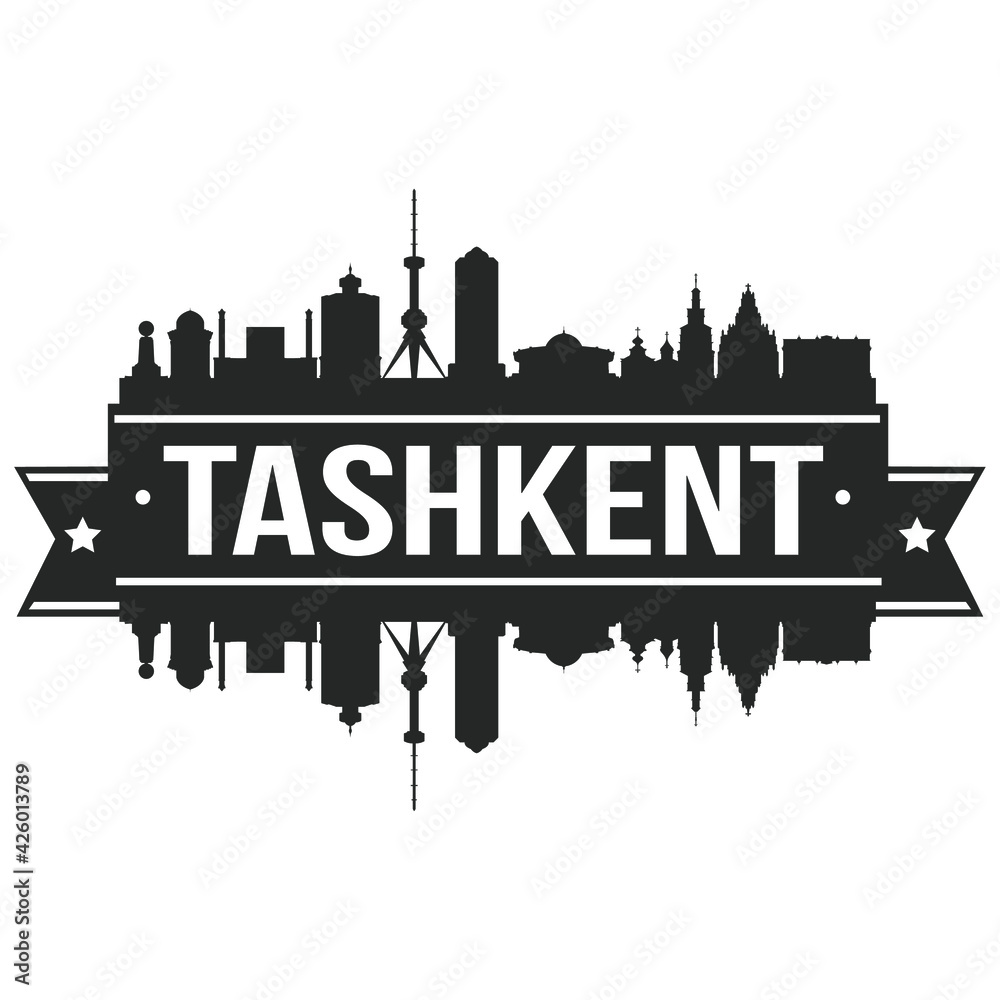 Tashkent Uzbekistan Skyline City Banner. Vector Design Silhouette Art Stencil Illustration.