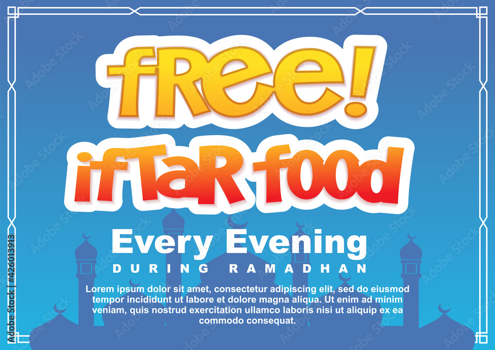 Obraz premium free iftar food every evening during ramadan sign. food donation poster template vector illustration