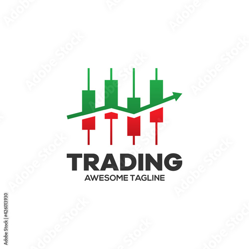 trading financial vector logo. candlestick trading. trading stock symbol. market chart sign.