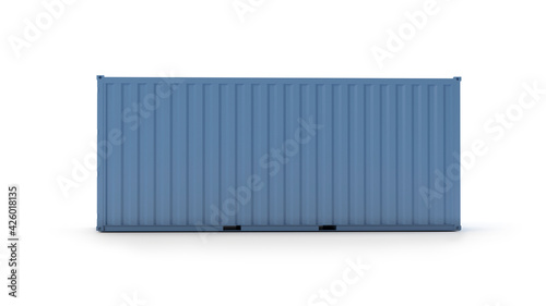 Blue cargo container isolated on white, 3D illustration