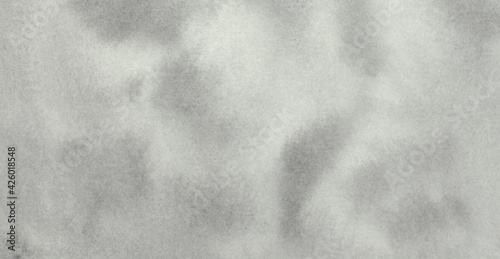 Handmade, hand drawn. Pale gray pastel neutral watercolor texture. Abstract painted background. Horizontal image style. Top view.