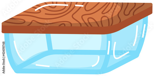 Glass or plastic container for food isolated. Lunch box for storing dishes and keeping temperature