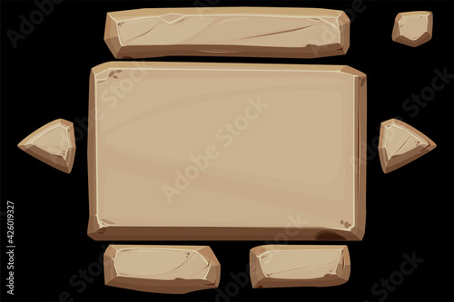 Stone panel banner with buttons for ui.