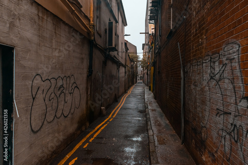 CORK CITY, IRELAND - NOVEMBER 8, 2020: alleyway in the historic city of Cork in the Republic of Ireland. © Vicente Garrido