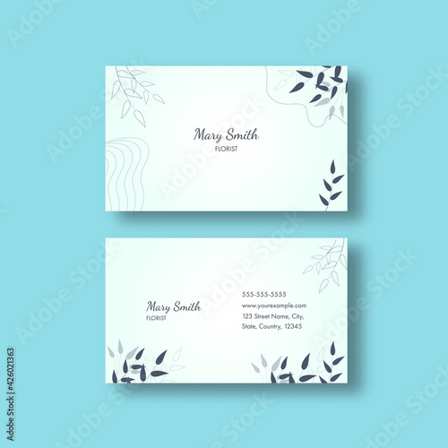 Florist Business Or Visiting Card In Front And Back View.