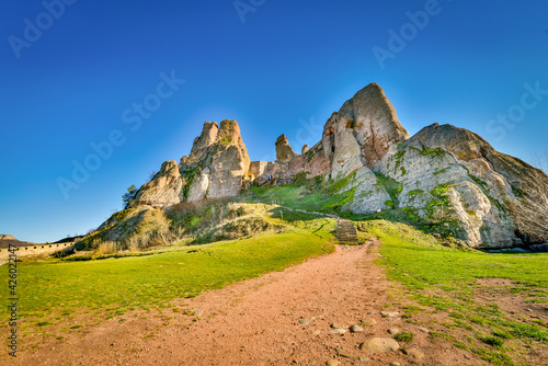 Incredible rock formation used as a fortress in the historical town of Belogradchik, Bulgaria 
