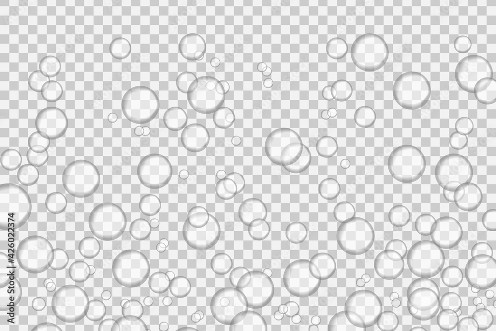 Underwater air bubbles isolated on transparent background.