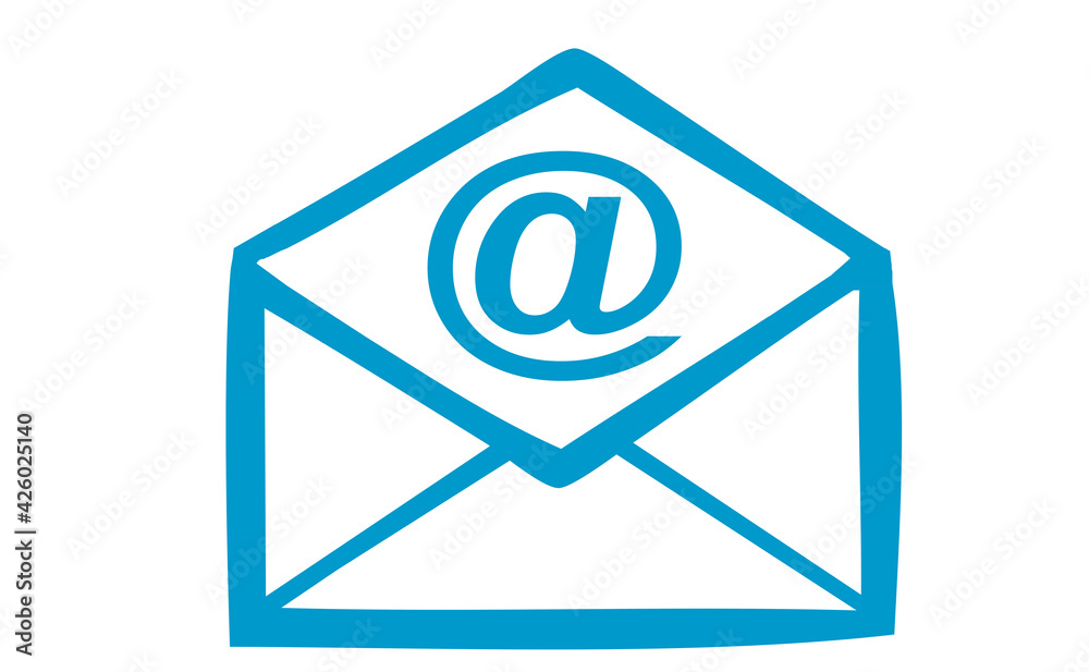Email Icon mit @-Zeichen und Briefumschlag Email Icon mit @-Zeichen und Briefumschlag