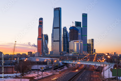 Moscow International Business Center, Moscow's prosperous cityscape. Famous landmarks of Russia.