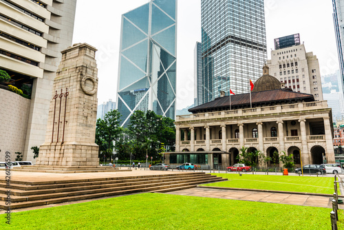 Photography The Old Supreme Court Building exterior with skyscraper in Hong Kong, China