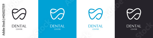 Dentist center logos set. Tooth logo. Dental treatment. Vector illustration