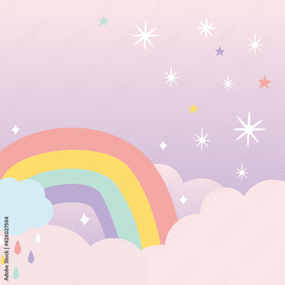 Rainbow and twinkle stars background illustration