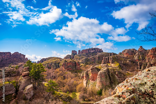 Beautiful scenery during spring of the unique Belogradchik rocks, Bulgaria 