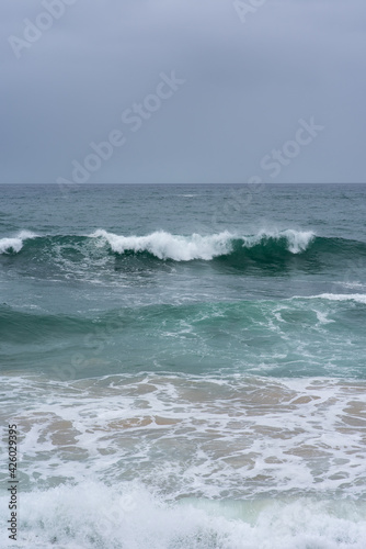 Landscape shot of waves seen on ocean