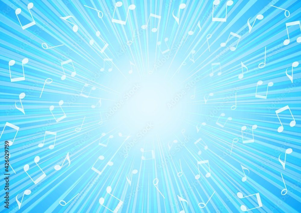 集中線と音符の水色の背景素材stock Illustration Adobe Stock