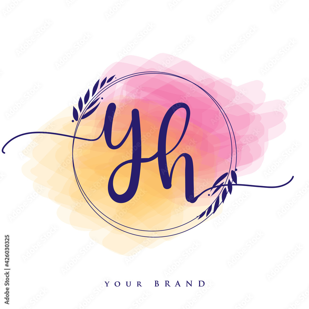 YH Initial handwriting logo. Hand lettering Initials logo branding ...