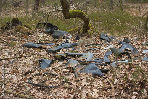 Rubbish in a forest photo