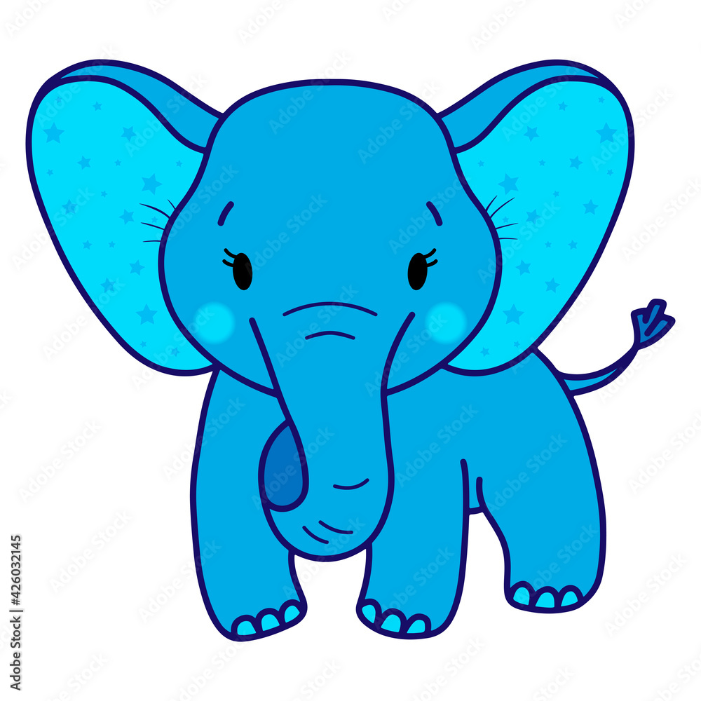 Fototapeta premium Cute elephant. Vector illustration, isolated on a white background. Scandinavian style flat design. Concept for children print.