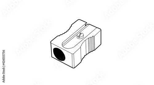 Vector Isolated Black and White Illustration of a Pencil Sharpener