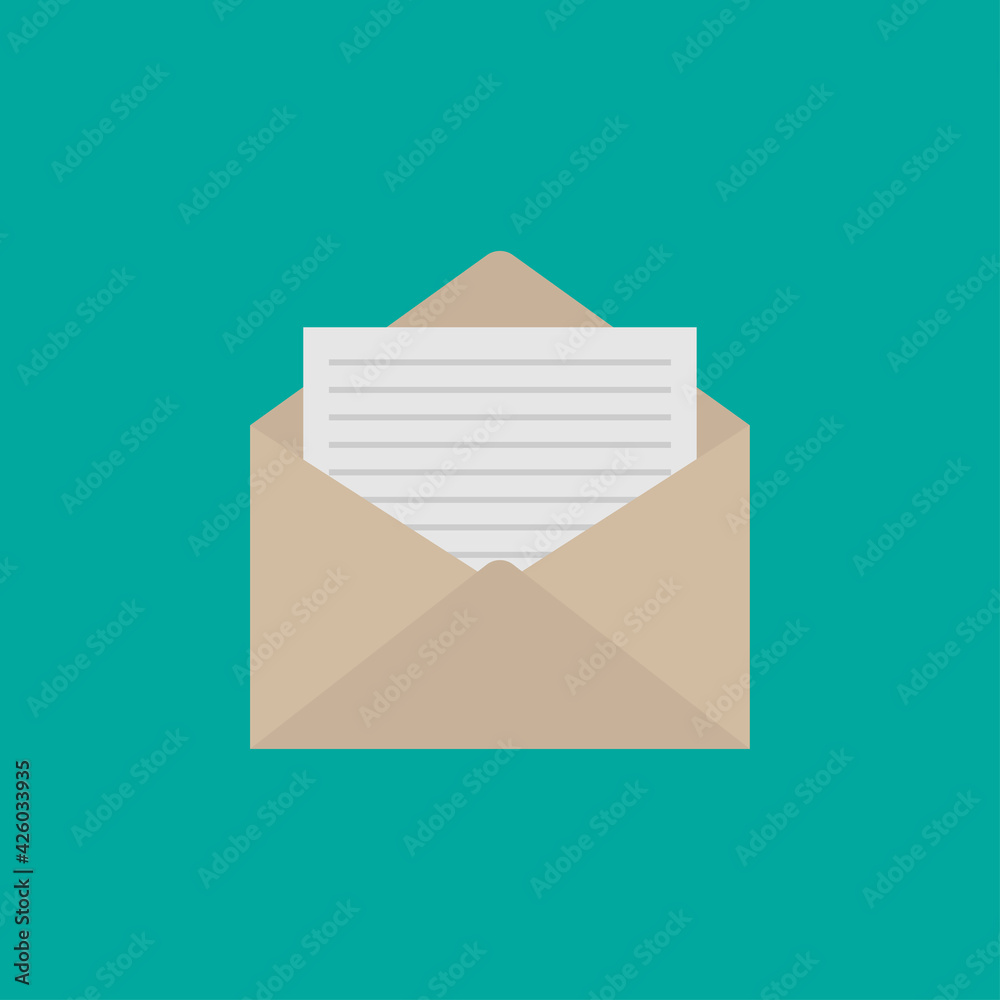 Envelope icon flat style. Mail icon isolated on white background. Vector illustration Envelope icon flat style. Mail icon isolated on white background. Vector illustration