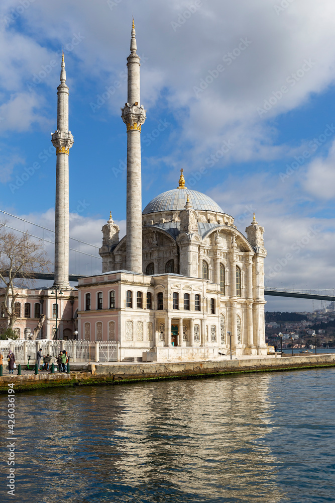 Turkey. Istanbul. Ortakoy Mosque. An architectural monument on the shore of the Bosphorus Strait.