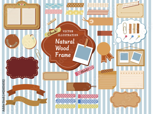 ナチュラル、木とクラフトのかわいいフレームデザイン集(コラージュ、写真や手紙のアレンジ等)
natural wood frame vector illustration design 