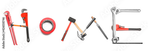 Word HOME made of construct...