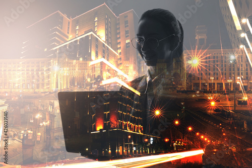 Double exposure of young bu...