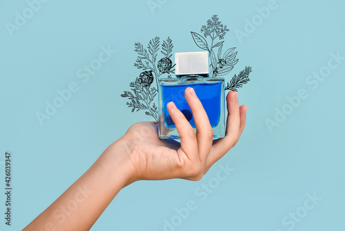 Female hand with bottle of ...