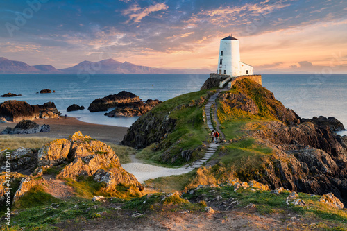 Llanddwyn (Tŵr Mawr, meaning "great tower" in Welsh) lighthouse on Anglesey, Wales