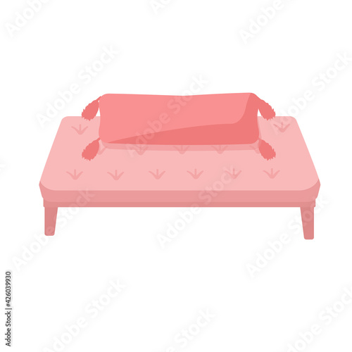 Pouf for the bedroom The pillow is decorative. Flat vector illustration.