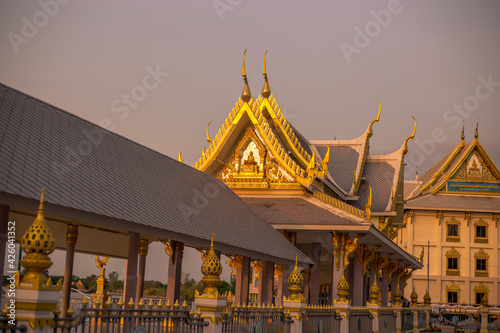 Background of one of the religious sites in Thailand (Wat Sothon Wararam Worawihan) in Chachoengsao, tourists always come to make merit. photo