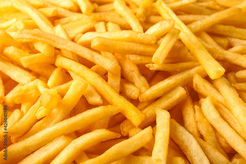 Heap of tasty french fries as background Heap of tasty french fries as background