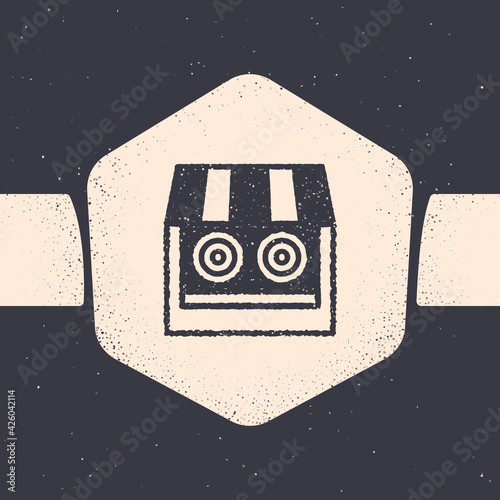 Grunge Shooting gallery icon isolated on grey background. Shooting range. Monochrome vintage drawing. Vector
