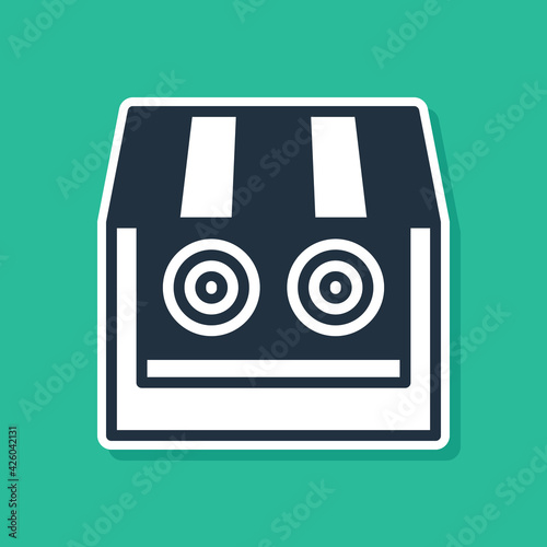 Blue Shooting gallery icon isolated on green background. Shooting range. Vector