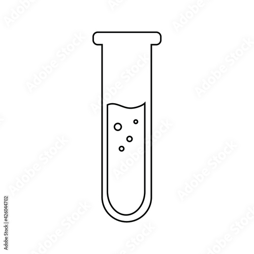 Vector outline icon  flask  with liquid and bubbles