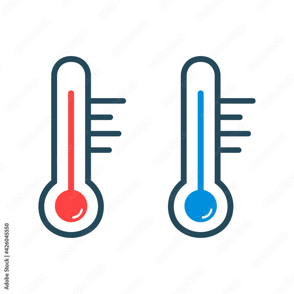 Thermometer icons isolated on white background. Temperature measurement. Vector illustration