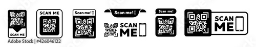 Scan QR code flat icon with phone. Barcode. Vector illustration.
