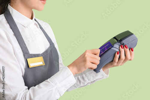 Waiter with payment termina...