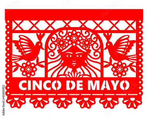 Cinco de Mayo paper flag banner for mexico holiday