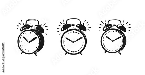 Alarm clock ringing symbol. Deadline, time icon vector illustration