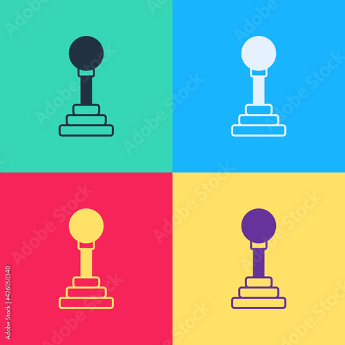 Pop art Gear shifter icon isolated on color background. Manual transmission icon. Vector