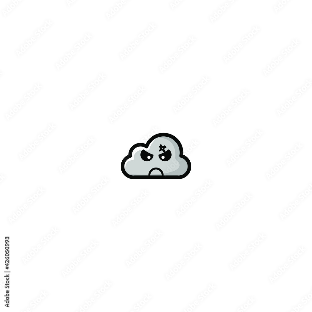 Cute Cloud Kawaii Cartoon Character Vector Illustration Design. Outline, Cute, Funny Style. Recomended For Children Book, Cover Book, And Other.