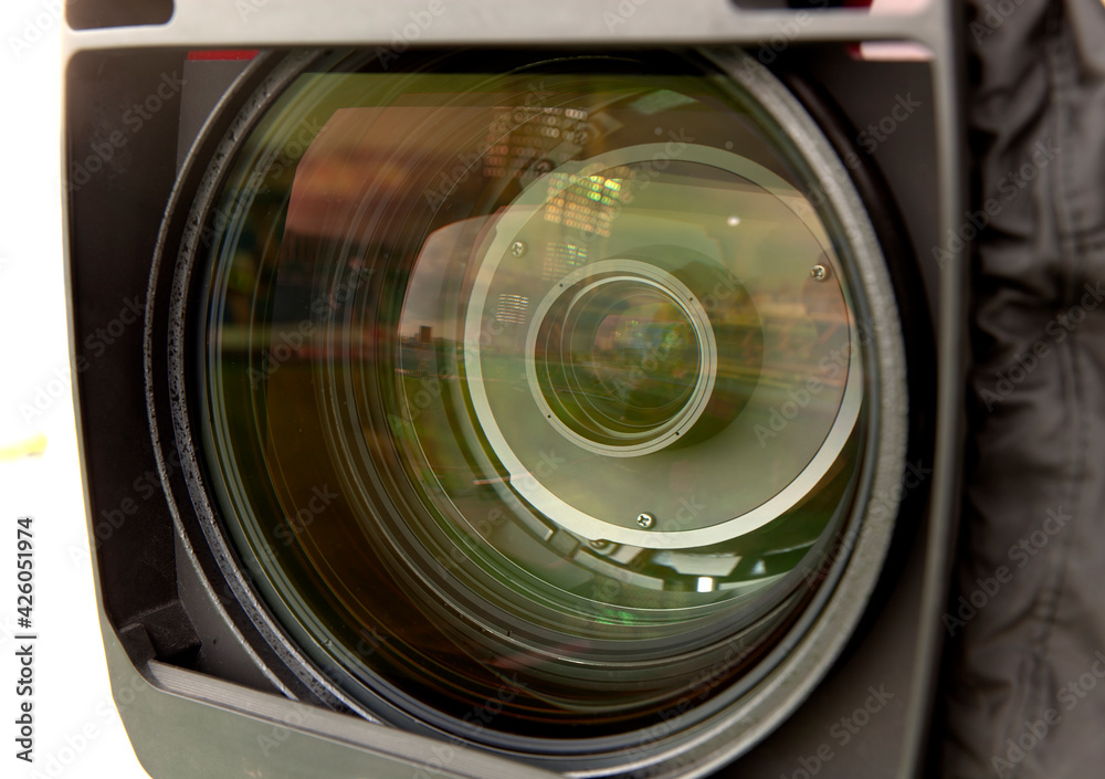 TV at the soccer. Football Match Camera.