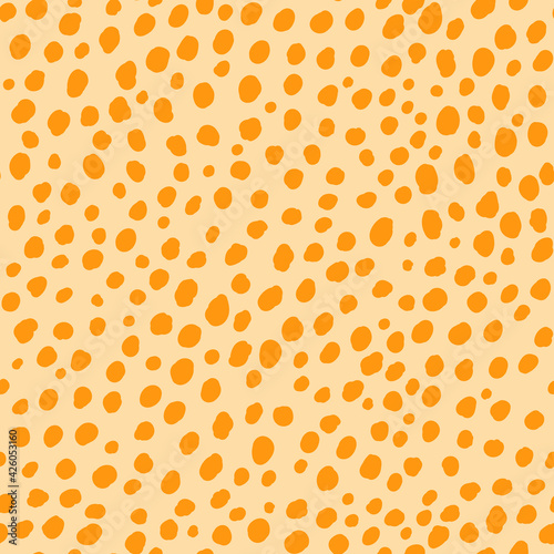 Abstract modern leopard seamless pattern. Animals trendy background. Orange decorative vector stock illustration for print, card, postcard, fabric, textile. Modern ornament of stylized skin